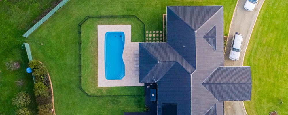 Landscaping with the swimming pool in the middle